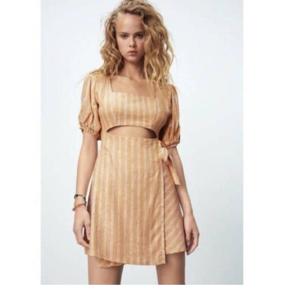 Zara Linen Cutout Mini Dress
